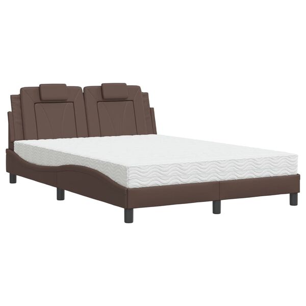 vidaXL Bett "Viana" mit Matratze Braun 140x190 cm Kunstleder