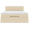 vidaXL Ottomane Bett mit Matratze & LEDs Creme 140x200 cm Stoff
