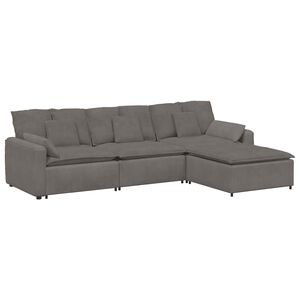 vidaXL Modulares Sofa mit Fu&szlig;hocker und Kissen Hellgrau