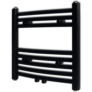 Handtuchheizk&ouml;rper Warmwasser Gebogen Schwarz 480x480 mm