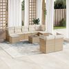 vidaXL 10-tlg. Garten-Sofagarnitur mit Kissen Beige Poly Rattan