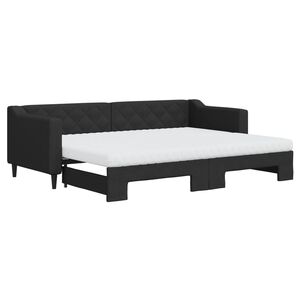vidaXL Tagesbett Ausziehbar mit Matratzen Schwarz 80x200 cm Stoff