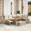 vidaXL Gartensofa-set mit Kissen mit Speicher 9 pcs Beige Poly Rattan