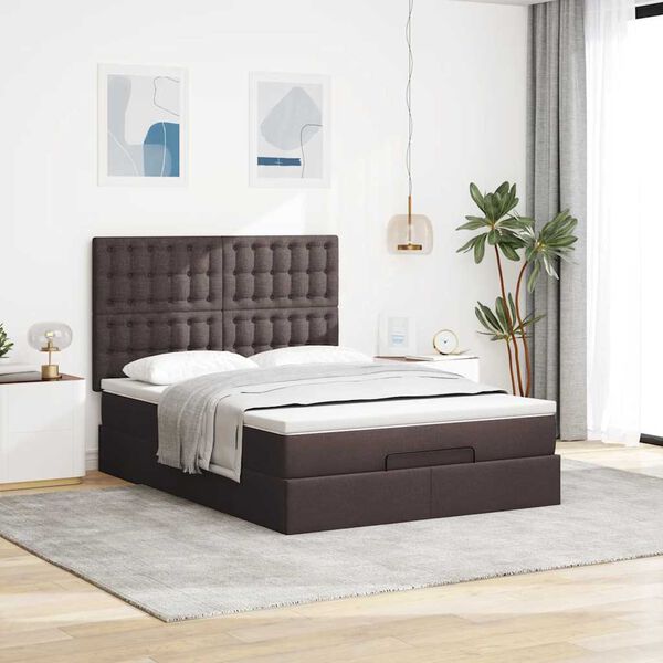 vidaXL Ottoman-Bett mit Matratze Dunkelbraun 140x190 cm Stoff