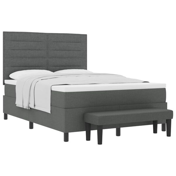 vidaXL Boxspringbett mit Matratze Dunkelgrau 140 x 190 cm Stoff