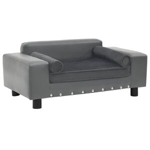 vidaXL Hundesofa Grau 81x43x31 cm Pl&uuml;sch und Kunstleder