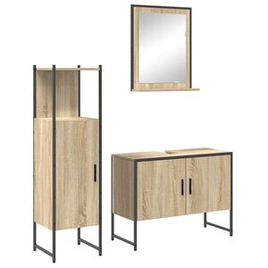 vidaXL Badezimmerm&ouml;bel-Set mit Regal mit T&uuml;r 3 pcs Braun Holzwerkstoff