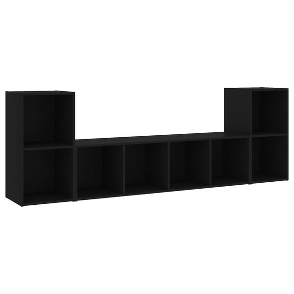 vidaXL 3-tlg. TV-Schrank-Set Schwarz Holzwerkstoff