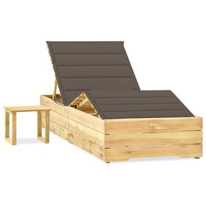 vidaXL Garten-Sonnenliege mit Tisch und Auflage Kiefer Impr&auml;gniert