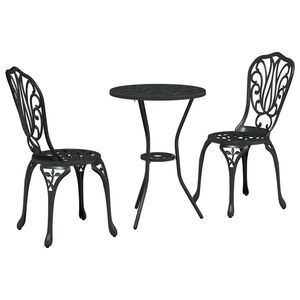 vidaXL Garten Bistro Set 3 pcs Schwarz Aluminium