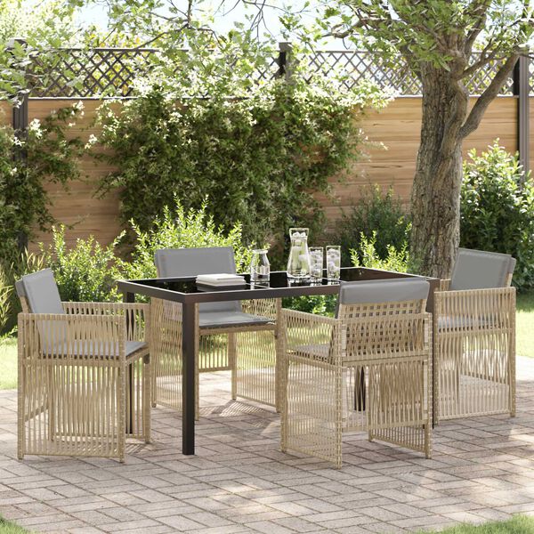 vidaXL Garten Essgruppe 5 pcs Beige Pulverbeschichteter Stahl