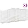 vidaXL Gabionen mit Hochbogen 2 Stk. 400x50x160/180cm Verzinktes Eisen