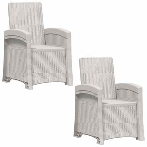 vidaXL Liegesessel Garten Rattan-Optik 2 stk. Wei&szlig; PP