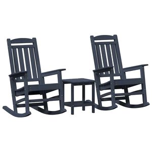 vidaXL Schaukelstuhl 3 stk. Marineblau Polyethylen
