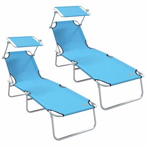 vidaXL Sonnenliege 2 stk. Polyester Helles Blau