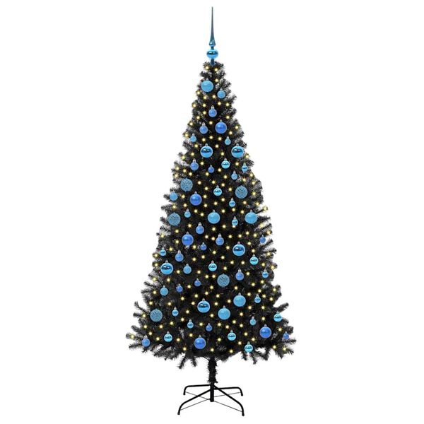 vidaXL Weihnachtsbaum mit 300 LEDs mit St&auml;nder Schwarz 180 cm PVC