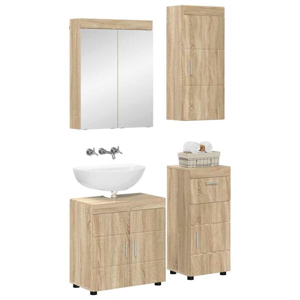 vidaXL Badezimmerm&ouml;bel-Set mit Regal TULUM Sonoma-Eiche Holzwerkstoff