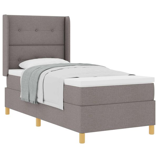 vidaXL Boxspringbett mit Matratze mit Kopfteil Taupe 90 x 190 cm Stoff