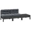 vidaXL 3-tlg. Garten-Lounge-Set mit Kissen Grau Kiefer Massivholz