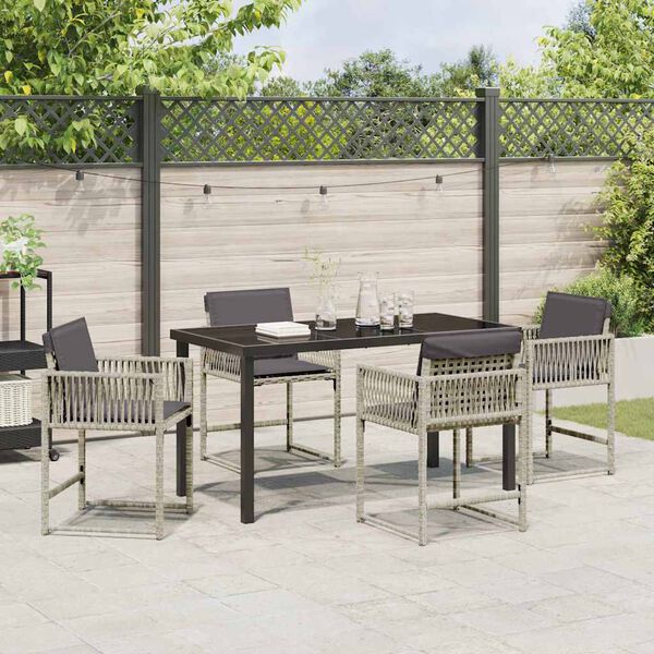 vidaXL Garten Essgruppe 5 pcs Hellgrau Poly-Rattan