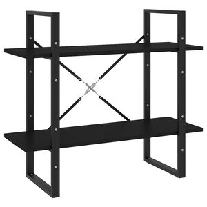 vidaXL B&uuml;cherregal 2 F&auml;cher Schwarz 80x30x70 cm Holzwerkstoff