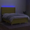 vidaXL Boxspringbett mit Matratze & LED Gr&uuml;n 140x200 cm Stoff