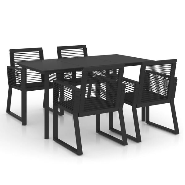 vidaXL 5-tlg. Garten-Essgruppe PVC Rattan Schwarz