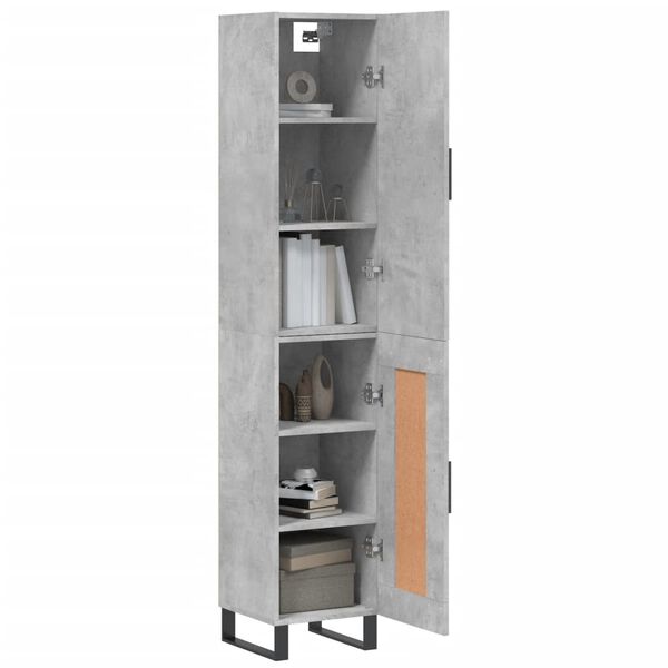 vidaXL Highboard Betongrau 34,5x34x180 cm Holzwerkstoff