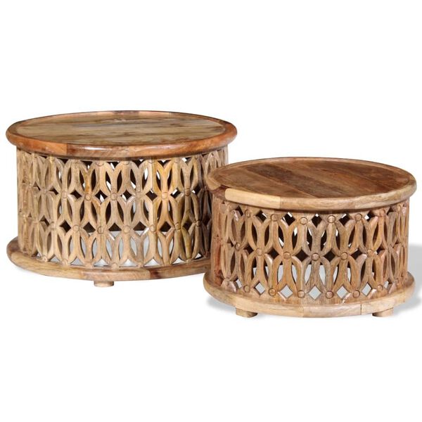 vidaXL Couchtisch-Set 2-teilig aus Massivem Mangoholz