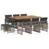 vidaXL 11-tlg. Garten-Essgruppe mit Kissen Grau Poly Rattan