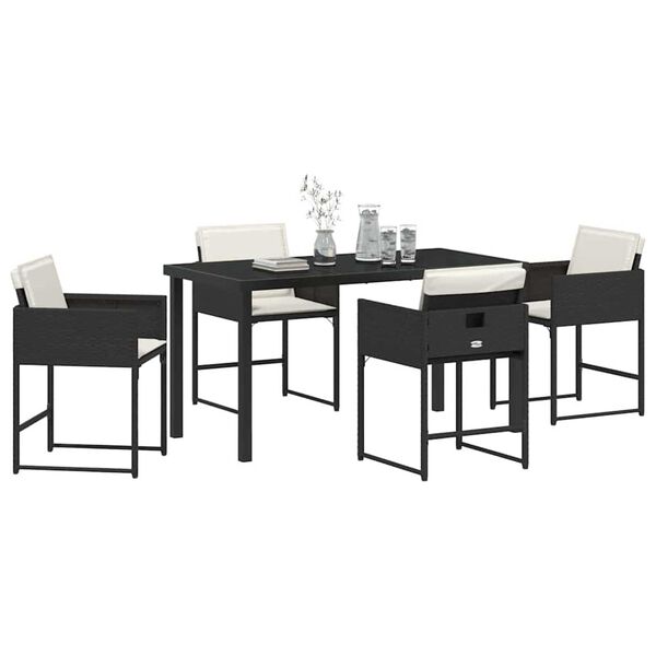 vidaXL Garten Essgruppe 5 pcs Schwarz Poly-Rattan
