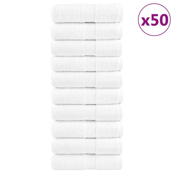 vidaXL Premium G&auml;stet&uuml;cher SOLUND 50 Stk. Wei&szlig; 30x50 cm 600 g/m&sup2;