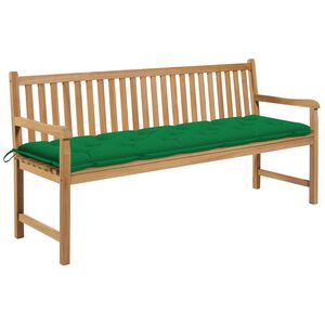 vidaXL Gartenbank mit Gr&uuml;ner Auflage 175 cm Massivholz Teak