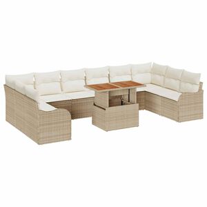 vidaXL Garten-Sofa-Set mit Kissen 11 pcs Beige und Creme