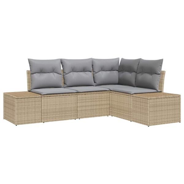vidaXL Gartensofa-set 4 pcs Beige Poly-Rattan