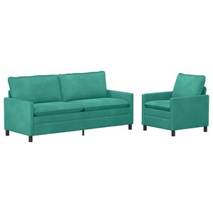 vidaXL Sofa Set 2 stk. T&uuml;rkis Samt