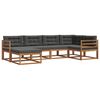 vidaXL Outdoor-Sofagarnitur mit Kissen 6 pcs Natur und Anthrazit