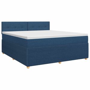 vidaXL Boxspringbett mit Matratze mit Kopfteil Blau 140 x 200 cm Stoff