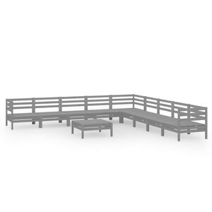 vidaXL 10-tlg. Garten-Lounge-Set Massivholz Kiefer Grau