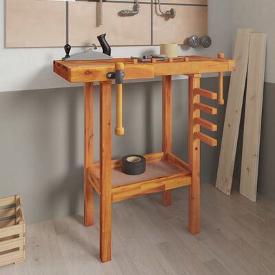 VidaXL Werkbank 110x50x80 Cm Aus Massivem Kiefernholz – Mit Ablage & Wandhalterung, Für Garage & Hobbyraum