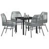 vidaXL Garten Essgruppe mit Kissen 5 pcs Grau Poly-Rattan