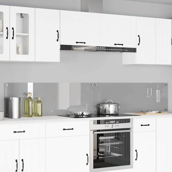 vidaXL K&uuml;chenr&uuml;ckwand 2 pcs Hellgrau 120 x 40 cm Geh&auml;rtetes Glas