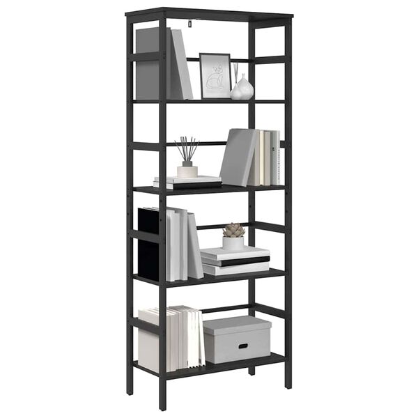 vidaXL B&uuml;cherregal Schwarz Eichen-Optik 60 x 29,5 x 149 cm