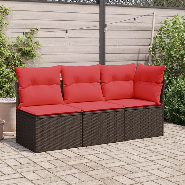 vidaXL Garten-Ecksofa mit Kissen Braun Poly Rattan