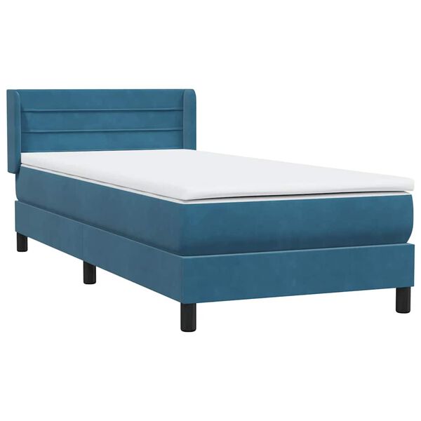vidaXL Boxspringbett mit Matratze Dunkelblau 100x220 cm Samt
