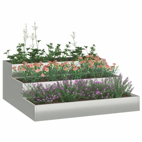 vidaXL Garten-Pflanzgefäß Silber 90 x 90 x 35 cm Verzinkter Stahl
