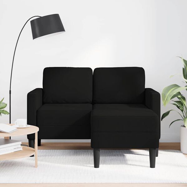 vidaXL 2-Sitzer-Sofa mit Chaiselongue L-Form Schwarz 125 cm Stoff