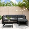 vidaXL 5-tlg. Garten-Lounge-Set mit Kissen Schwarz Massivholz