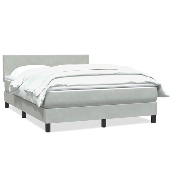 vidaXL Boxspringbett mit Matratze Hellgrau 140x210 cm Samt