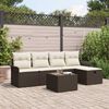 vidaXL Garten-Sofa-Set mit Kissen mit Speicher 6 pcs Braun Poly Rattan